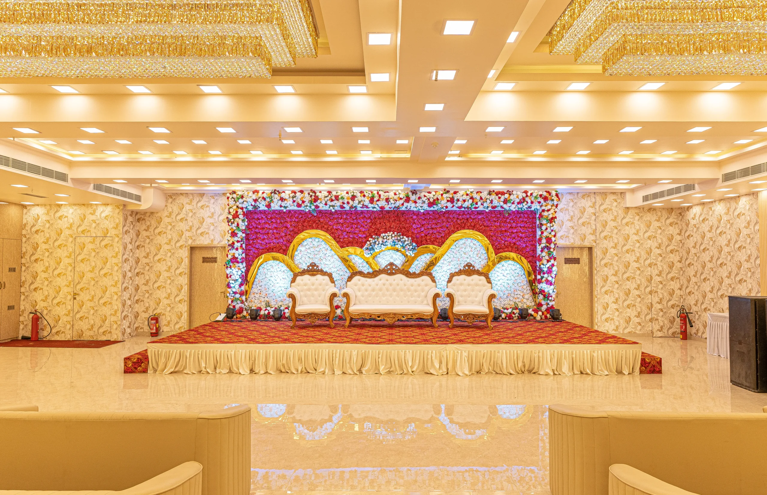 Grand Chandeliers at Mahaveer Banquet