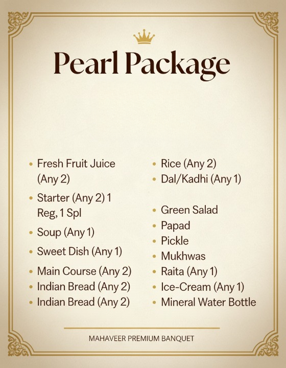 Pearl Package - Premium Pure Veg Menu for Weddings